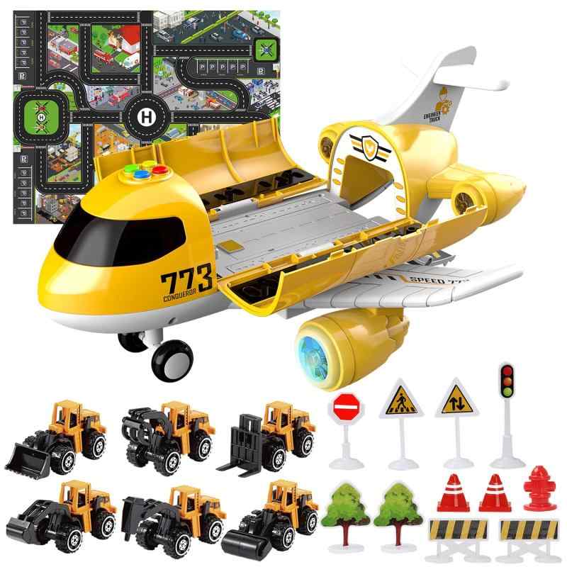 Coolplay 飛行機 おもちゃ 車 おもちゃ 飛行機 砂場遊びセット 働く車 道路標識付き