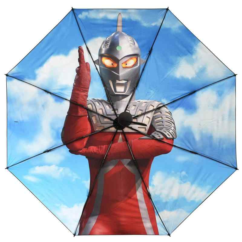 楽天サンシャインマーケット[リラックス] RELAX ULTRAMAN ウルトラマン 折りたたみ傘 ブラック メンズ レディース 8本骨 収納袋付き