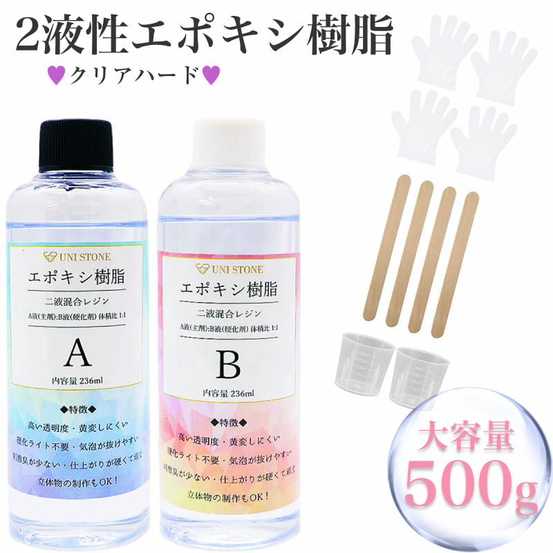 【送料無料】エポキシ樹脂 1セット 500gまたは1kg 高品質 エポキシレジン 二液性 レジン レ ...