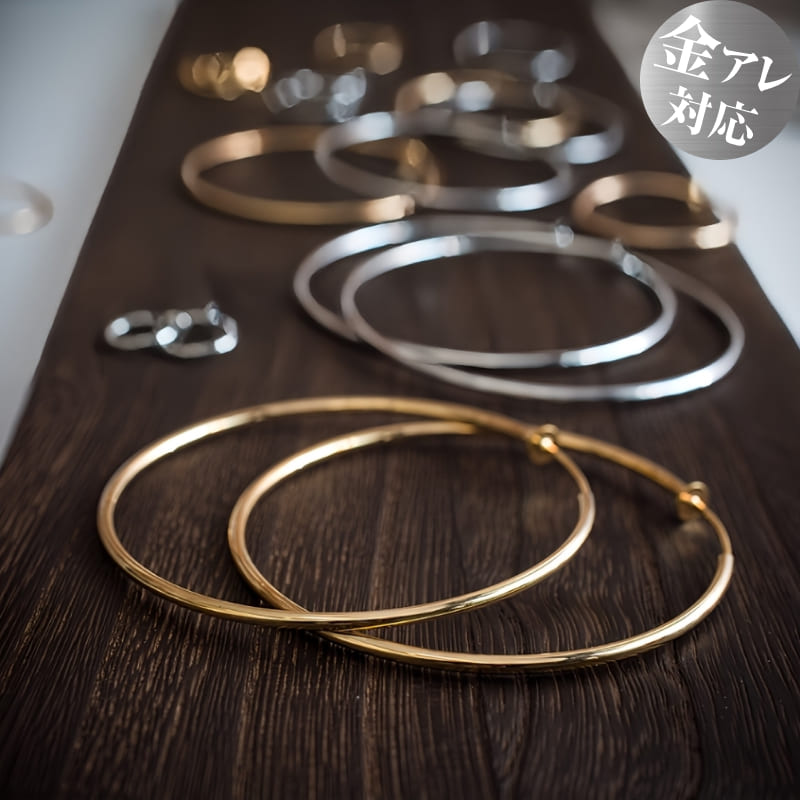 フープイヤリング ゴールド シルバー サイズ充実 輪っかイヤリング ノンホールピアス 小顔演出 レディース メンズ アレルギー対応 両耳 11mm~60mm