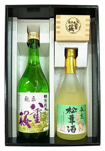 【限定販売】【日本酒 岩手】岩泉 松茸酒 森の宝（500ml）・龍泉八重桜 特別純米酒（720ml）2本セット マス付き【岩手の地酒】【八重桜】【泉金酒造】【酒升】【ギフト箱付】【お祝い】【お歳暮】