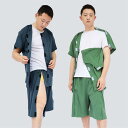 介護パジャマ 介護用寝間着 パジャマ ソフトケア寝まき 綿100% 介護用品 春夏用 介護用パジャマ 半袖パンツ 上下セットアップ 寝たきり介護パジャマ ユニセックス 男女兼用 男性(4)