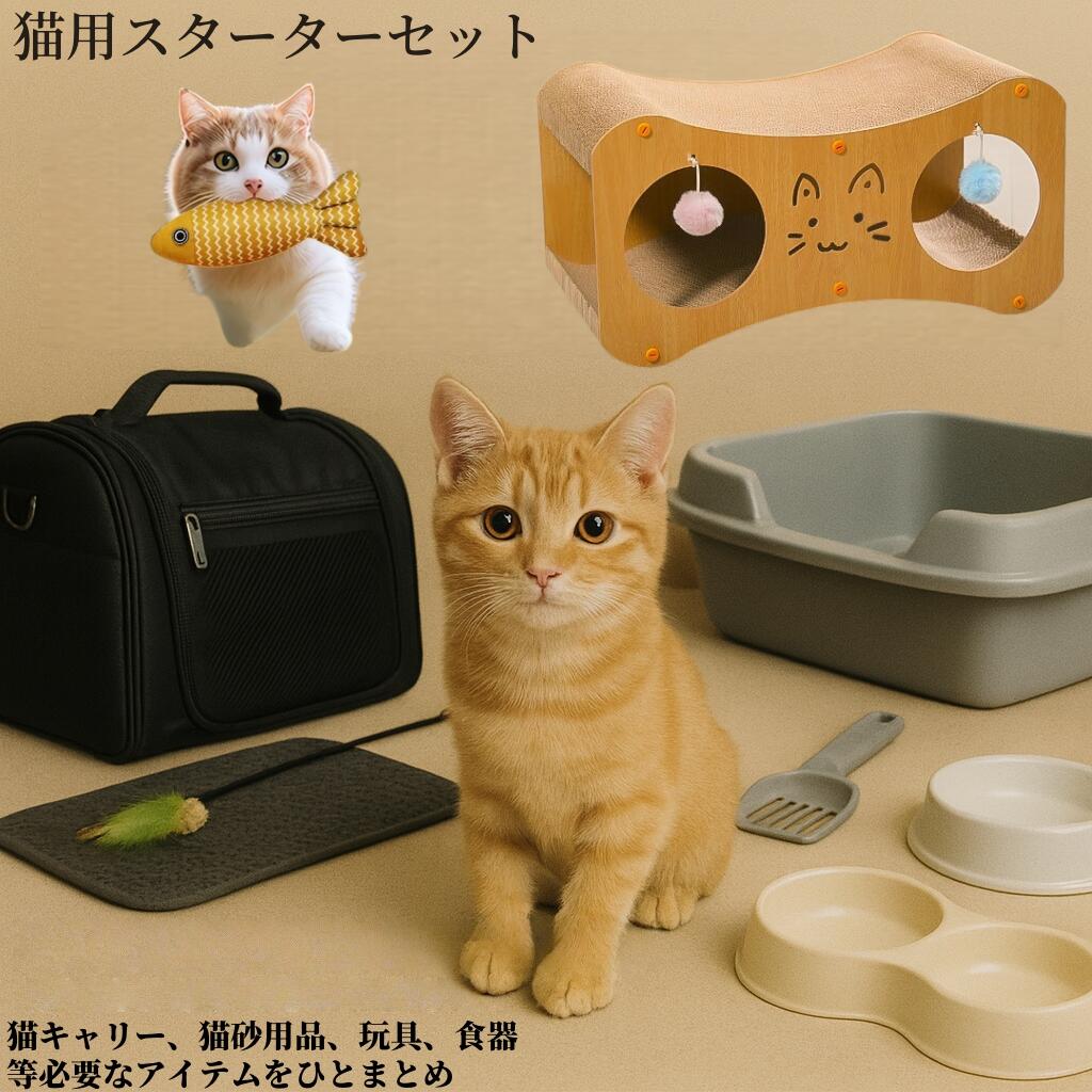 SunStarsPets 子猫お迎えセット|キャリー・猫砂用品・おもちゃ・食器など新生活に必要なスターターキット