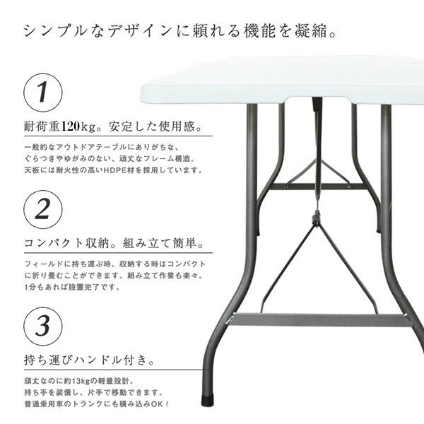 アウトドアテーブル 幅180cm 大型テーブル フォールディングテーブル 折りたたみ レジャー アウトドア BBQ テーブル 机 屋外 キャンプ ピクニック バーベキュー通販格安セール情報 楽天 通販