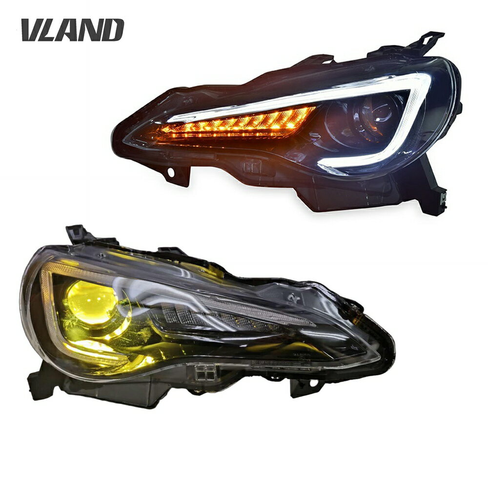 VLAND 86 ハチロク BRZ ヘッドライト ZN6 ZC6 RC G GTロービームにイエロー発光LEDバルブ付属 流れるウィンカー搭載
