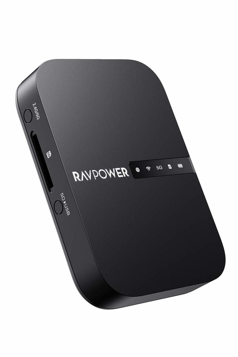 RAVPowerWi-FiSDカードリーダー【ワイヤレス共有/高速データ転送/ワンキーバックアップ/有線LANをWiFi化】ワイヤレスSDカードリーダーポケットWiFiルーター&#12068;型6700mAhバッテリー内蔵最大4TBまで対応iOS/Android対応FileHub