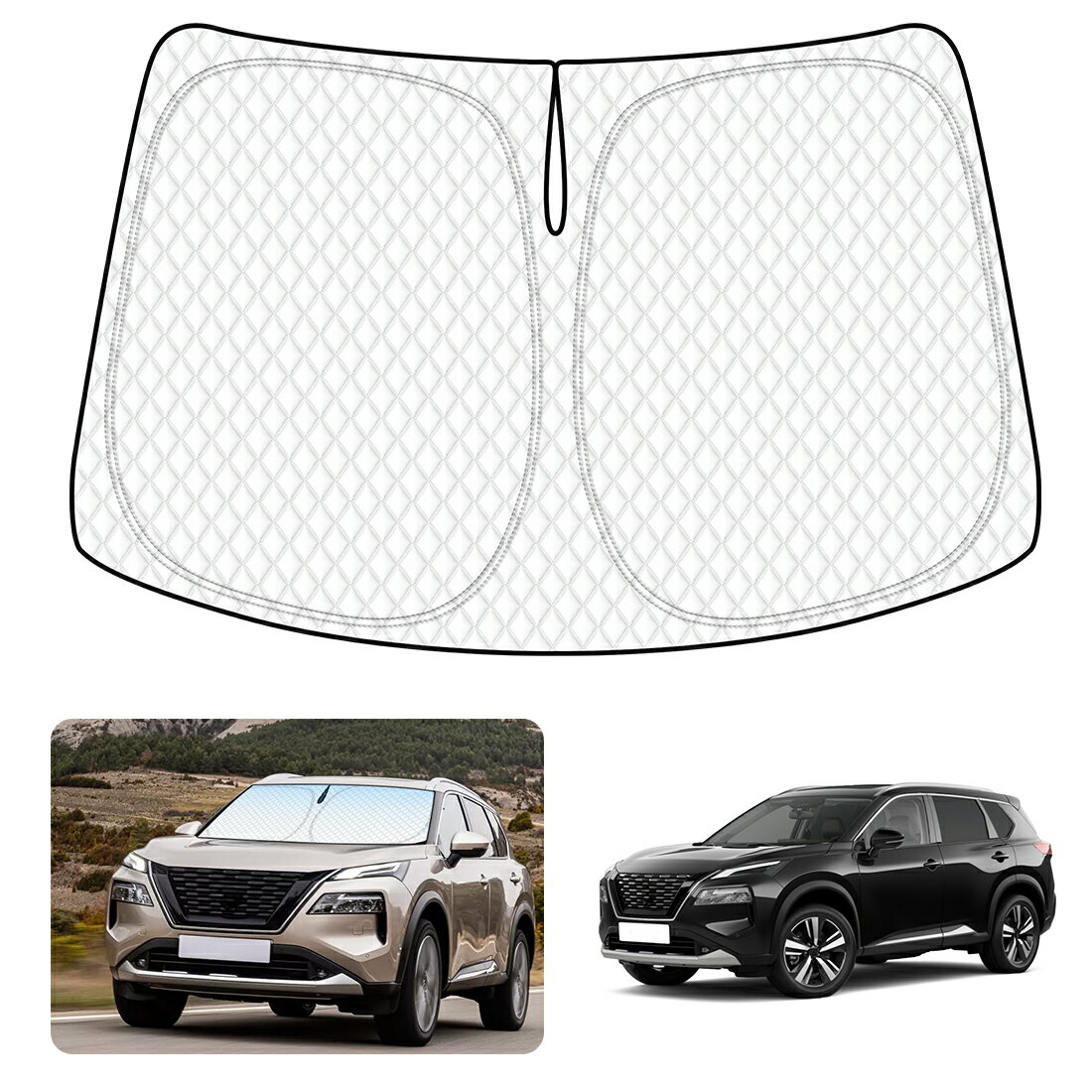 Rakuten - ＼5月後半買い物セール・500円オフあり!／SUNVIC 日産 エクストレイル T33 サンシェード 車 フロント フロントサンシェード サンシェード フロントガラス 遮光シェード ワンタッチタイプ 車中泊グッズ 断熱 保温 UVカット生地 6層構造 紫外線 暑さ対策 収納袋付き