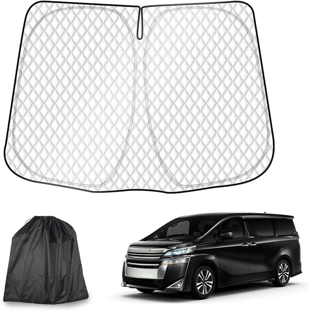 Rakuten - ＼5月後半買い物セール・500円オフあり!／SUNVIC アルファード 30系 ヴェルファイア サンシェード 車 フロント フロントサンシェード 遮光シェード ワンタッチタイプ 車中泊グッズ 断熱 保温 UVカット生地 6層構造 紫外線 暑さ対策 収納袋付き 1PCS