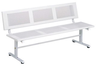 テラモト 金属製 屋内用ベンチ 背付 パンチングベンチ D-1500 BC-301-115-0