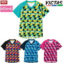 TSP-612104-5000-S ヴィクタス レディース 卓球用ゲームシャツ（ブルー・サイズ：S） VICTAS カラフル トライアングル レディスゲームシャツ