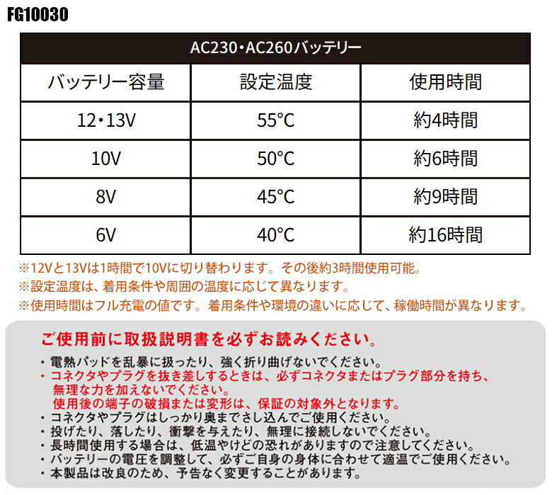 【バートル エアークラフトバッテリー対応：AC230・AC260】電熱パット(単品) 防寒 ...