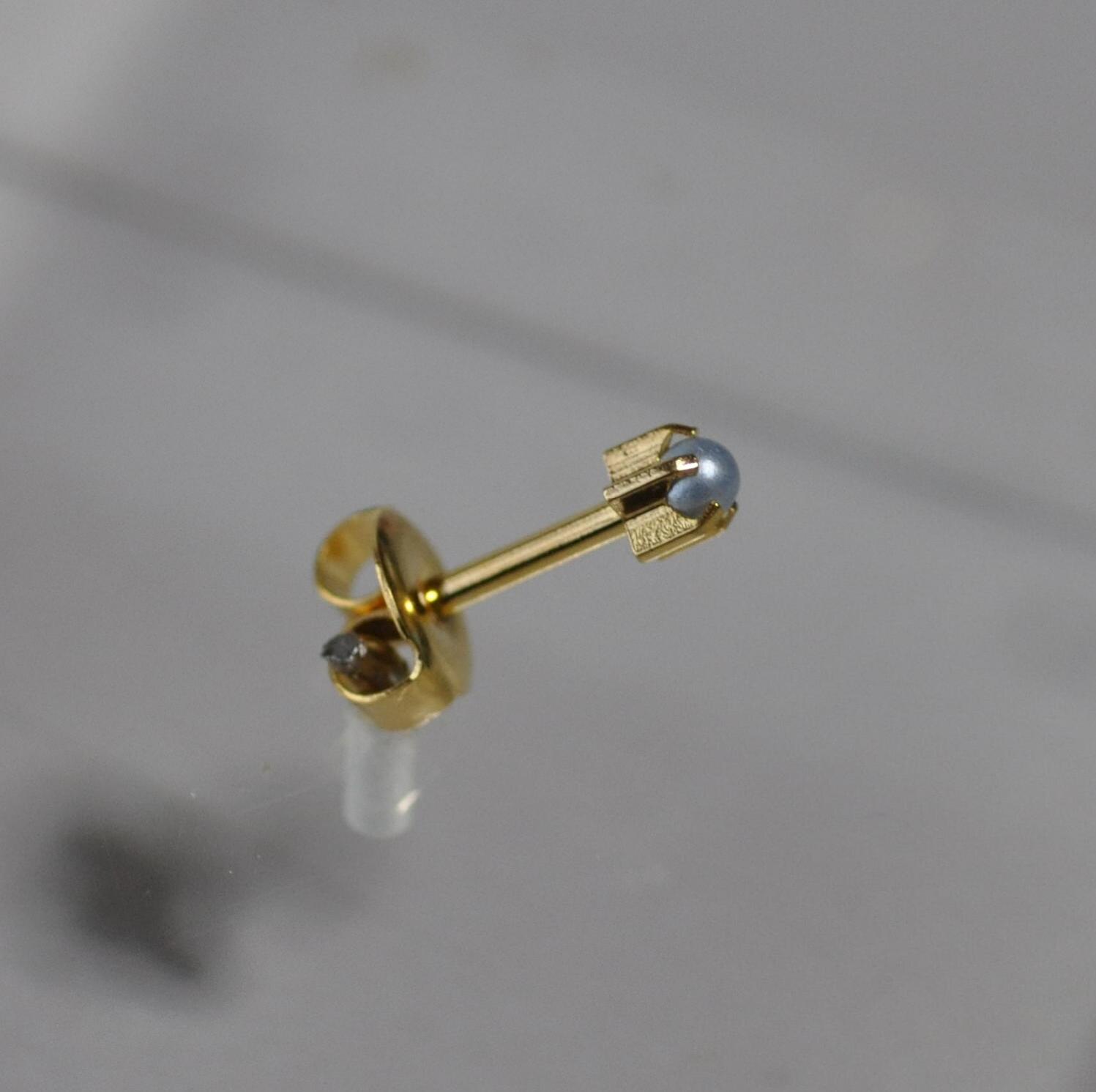24金ゴールドコーテイング【パール（ブルー）】ミニピアス（ヘッド2.8mm）【あす楽対応】