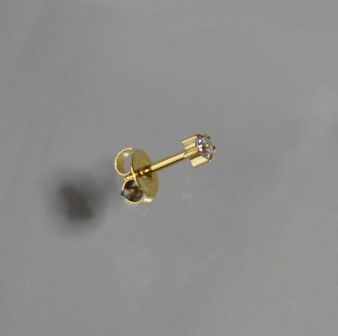 Rakuten - ファーストピアス【キュービックジルコニア】24金コート16ゲージ(16G) 1ペア 両耳用 滅菌パック アレルギーフリー セカンドピアスにも最適【送料無料】