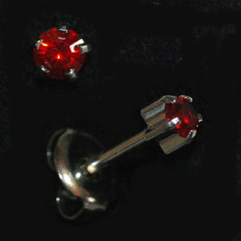 ファーストピアス【ガーネット】ステンレス 16ゲージ(16G) 1ペア 両耳用 滅菌パック アレルギーフリー セカンドピアスにも最適【送料無料】【あす楽対応】