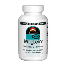 【送料無料】 マグテイン L-トレオン酸マグネシウム 180粒 カプセル ソースナチュラルズ【Source Naturals】Magtein Magnesium L-Threonate 667 mg, 180 Capsules