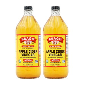 【送料無料】 Bragg ブラグ オーガニック アップルサイダービネガー 946ml 2本セット りんご酢 酵母 酵素 100%【Bragg】ORGANIC APPLE CIDER VINEGAR 946ml 2set