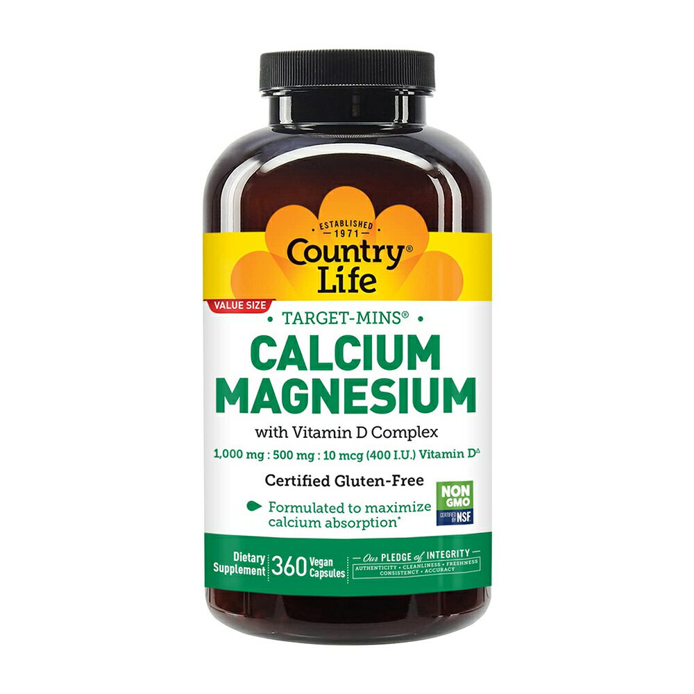 【送料無料】カルシウム マグネシウム ビタミンDコンプレックス配合 360粒 ベジカプセル カントリーライフ【Country Life】Calcium Magnesium with Vitamin D Complex, 360 Veg Capsules