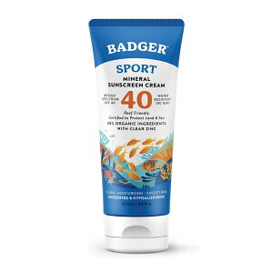 【送料無料】 日焼止め スポーツミネラル サンスクリーンクリーム クリアジンク SPF40 無香 87ml バジャー 夏【Badger】Sport Mineral Sunscreen Cream with Clear Zinc SPF 40 Unscented