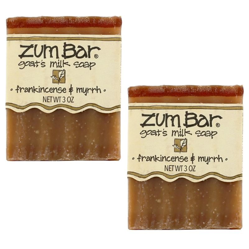 【送料無料】 2個セット 石鹸 ズムバー ヤギミルク ソープ フランキンセンス＆ミルラの香り 85g インディゴワイルド【Indigo Wild】Zum Bar Goats Milk Soap Frankincense & Myrrh, 3 ozのサムネイル