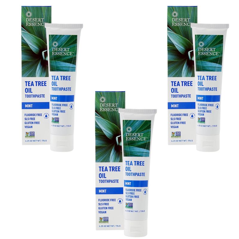 【送料無料】3個セット ティーツリーオイル 歯磨き粉 ミント 176g デザートエッセンス【Desert Essence】Tea Tree Oil Toothpaste Mint, 6.25 oz