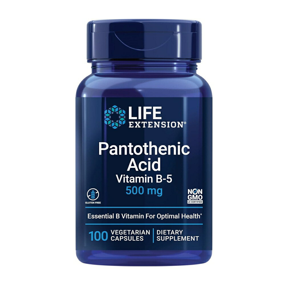  パントテン酸 ビタミンB-5 500mg 100粒 ベジカプセル ライフエクステンション ビタミンB群Pantothenic Acid (Vitamin B-5) 500 mg, 100 Veg Capsules