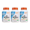  3個セット ビタミンB コンプレックス 葉酸配合 60粒 ベジカプセル ドクターズベストFully Active B Complex with Quatrefolic, 60 Veg Capsules