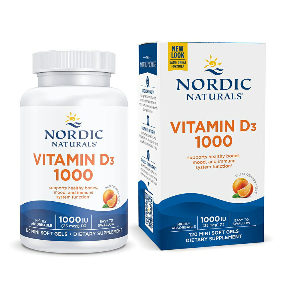 【送料無料】 ビタミンD3 1000IU オレンジ風味 120粒 ミニソフトジェル ノルディックナチュラルズ【Nordic Naturals】 Vitamin D3 1000 Orange Taste 120 Mini Soft Gels
