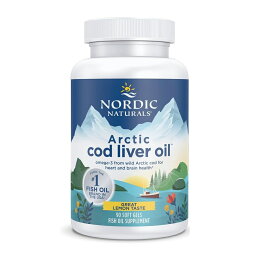 【送料無料】 北極タラ肝油 コッドリバーオイル DHA EPA レモン味 90粒 ソフトジェル ノルディックナチュラルズ【Nordic Naturals】Arctic Cod Liver Oil 750 mg DHA 360/EPA 240 Lemon Taste, 90 Softgels