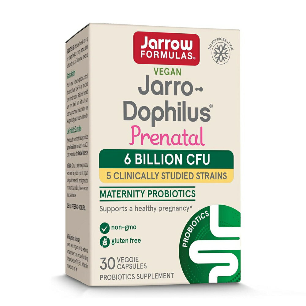  ジャロードフィルス プレナタル 60億CFU 30粒 ベジカプセル ジャローフォーミュラズ プロバイオティックVegan Jarro-Dophilus Prenatal Probiotics 6 Billion CFU, 30 Veggie Capsules