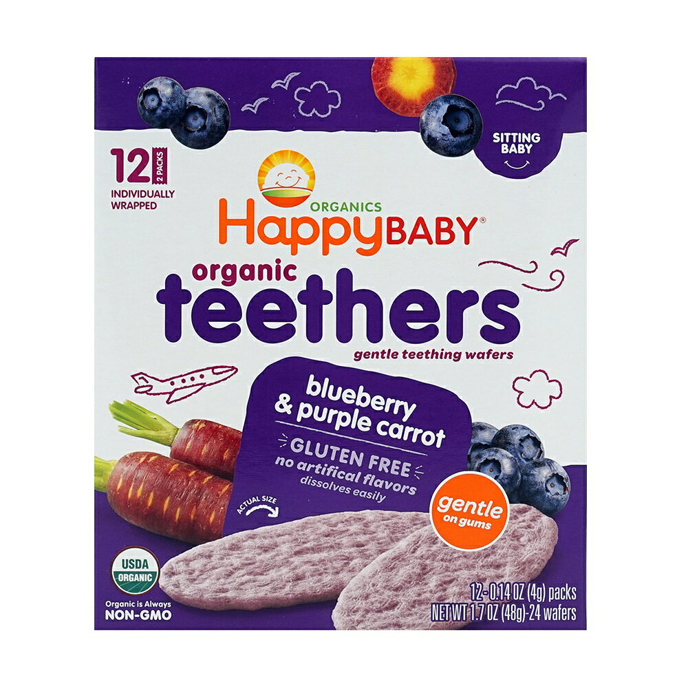 yz I[KjbNxr[t[h u[x[jW 24 ׂ EGn[X Ԃ H  nbs[xCr[yHappy BabyzGentle Teething Wafers, Blueberry & Purple Carrot