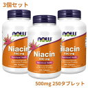 【送料無料】 ナウフーズ ナイアシン 500mg 250粒 3本セット タイムリリース【Now Foods】Niacin 500 mg 250 Tablets 3set