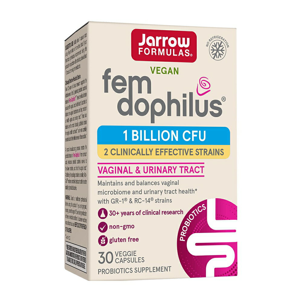  女性用 プロバイオティクス フェムドフィラス 30粒 ベジカプセル ジャローフォーミュラ Jarrow Formulas Shelf Stable Fem-Dophilus 30 vegcaps