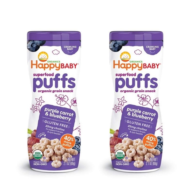 yz X[p[t[hpt p[vLbg&u[x[ 60g Ԃp َq I[KjbN nbs[xCr[ 2ZbgyHappy BabyzORGANIC PUFFS Purple carrot & blueberry puffs 60g 2set