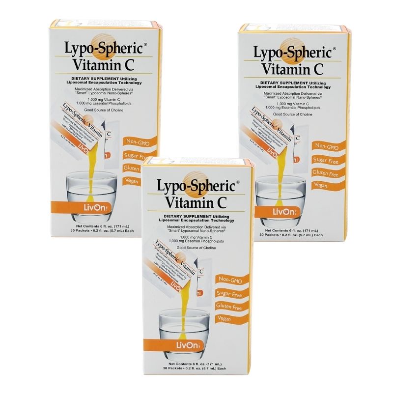 【送料無料】 3個セット ビタミンC 1000mg 30個入り 包み 高濃度 美容 リポスフェリック【LivOn Labs】Lypo-Spheric Vitamin C 1,000 mg 30 Packets 4set