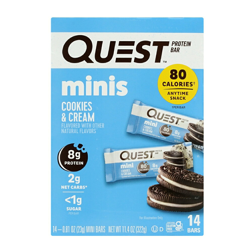 【送料無料】 ミニプロテインバー クッキーアンドクリーム 14本入り ミニバー クエストニュートリション【Quest Nutrition】Protein Bar Minis Cookies Cream 14 Bars