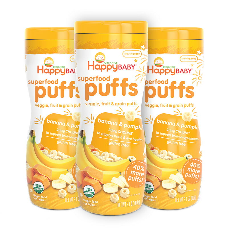 【送料無料】 スーパーフードパフ バナナ&パンプキン味 60g 赤ちゃん用 お菓子 ハッピーベイビー 3個セット【Happy Baby】Superfood puffs 60g 3setのサムネイル