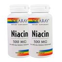 【送料無料】 ナイアシン 500mg 100粒 べジカプセル ビタミンB3 高含有 ソラレー 2個セット【SOLARAY】NIACIN 500mg 100 Veggie Caps 2set