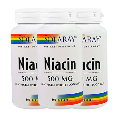 【送料無料】 ソラレー ナイアシン 500mg 100べジカプセル 3個セット【SOLARAY】NIACIN 500mg 100 Veggie Caps 3set