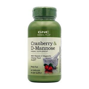 【送料無料】ハーバルプラス クランベリー＆D-マンノース ビタミンC配合 60粒 カプセル ジーエヌシー【GNC】Herbal Plus Cranberry & D-Mannose with Vitamin Cm, 60 Capsules