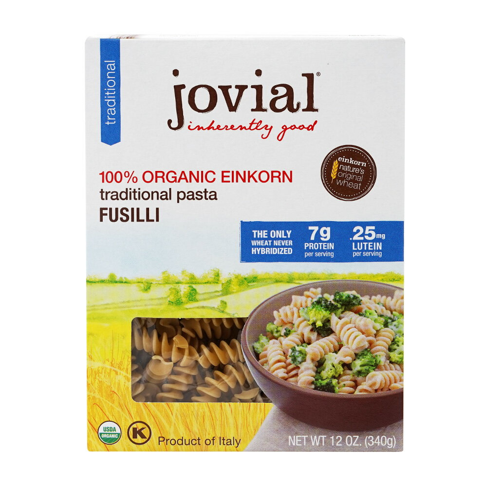 【送料無料】 100%オーガニック アインコーン パスタ フジッリ 340g グルテンフリー ジョビアルフード 料理【Jovial Foods】100% Organic Einkorn Traditional Pasta, Fusilli 12 oz