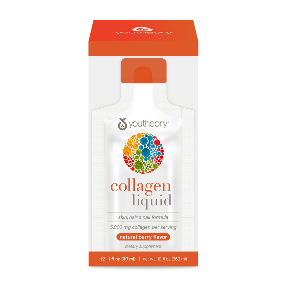 【送料無料】 コラーゲンリキッド 5000mg ナチュラルベリーフレーバー 30ml×12個 ユーセオリー【Youtheory】Collagen Liquid 5,000 mg Natural Berry Flavor, 1 fl oz x 12 Packets