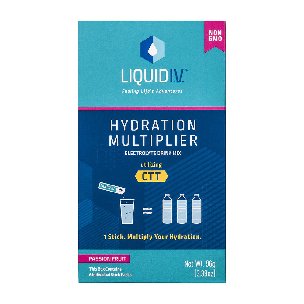  水分補給 電解質飲料 パッションフルーツ 6個入り パケット リキッドIV 飲料Hydration Multiplier, Electrolyte Drink Mix, Passion Fruit 6 Stick Packs