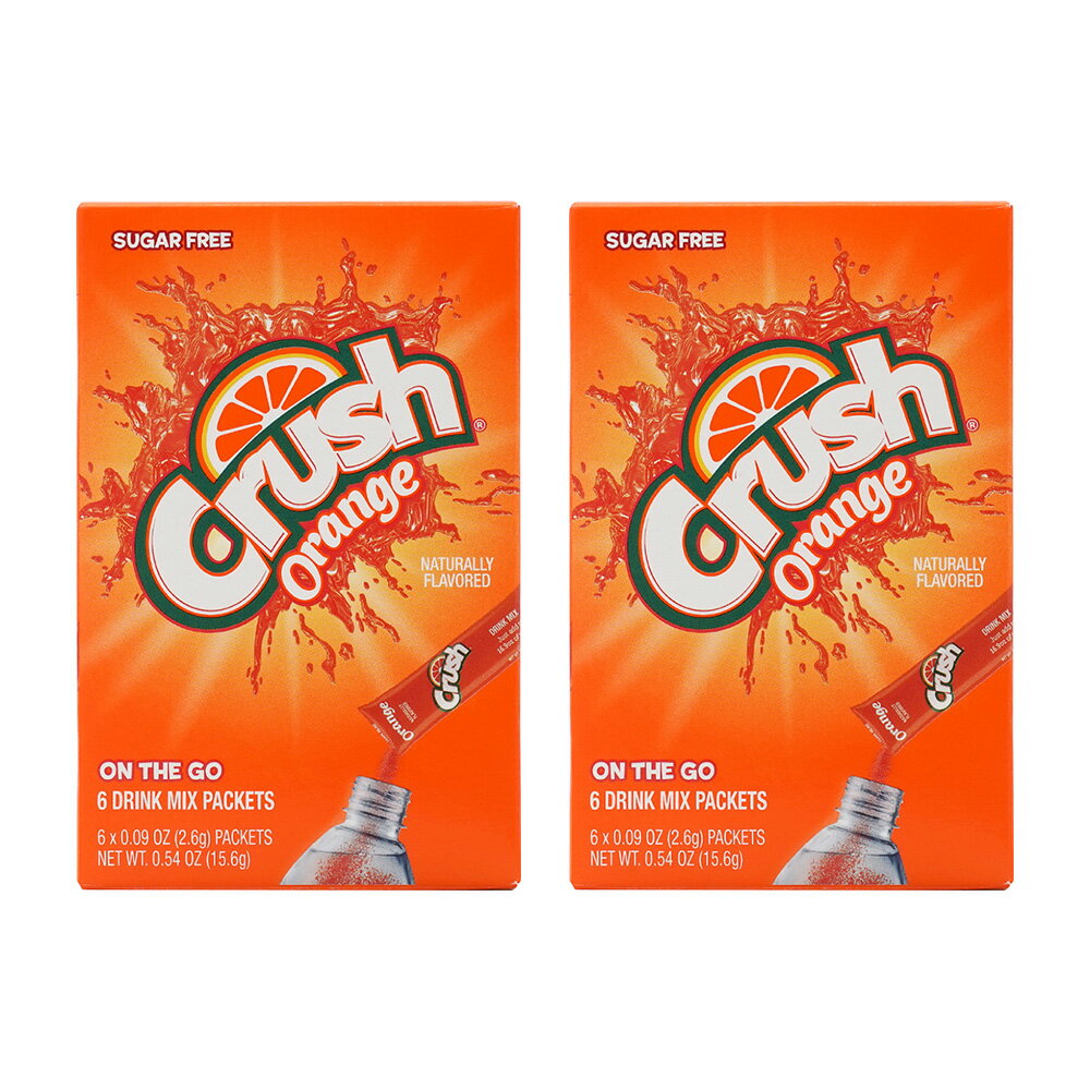 【送料無料】 2個セット オレンジ オンザゴー ドリンクミックス 6個入り パケット クラッシュ 飲料 ドリンク 持ち運び 無糖【Crush】Crush Orange On the Go Drink Mix, 6 Packets