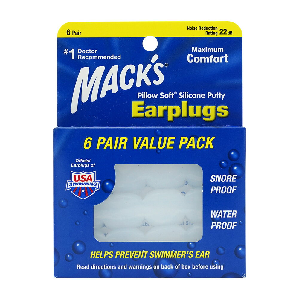【送料無料】 耳栓 ピローソフト シリコン パテ イヤープラグ 6ペア 6組 マックス【Mack 039 s】Pillow Soft Silicone Putty Earplugs, 6 Pair
