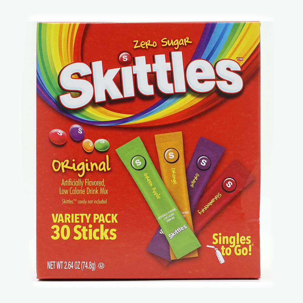 【送料無料】 バラエティパック ドリンク 無糖 ゼロシュガー 30個入り スティック スキットルズ 飲料 ジュース 持ち運び【Skittles】Singles to Go Drink Mix Variety Pack Original Zero Sugar, 30Sticks