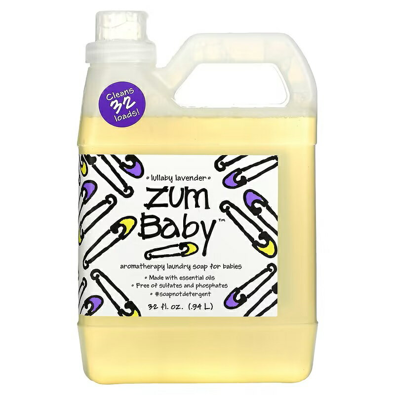 y݌ɌI~iIz YxCr[ A}Zs[ h[\[v x_[ 0.94L pΌ CfBSCh   _ xr[ ԂyIndigo WildzZum Baby Aromatherapy Laundry Soap for Babies Lullaby Lavender, 32 fl oz