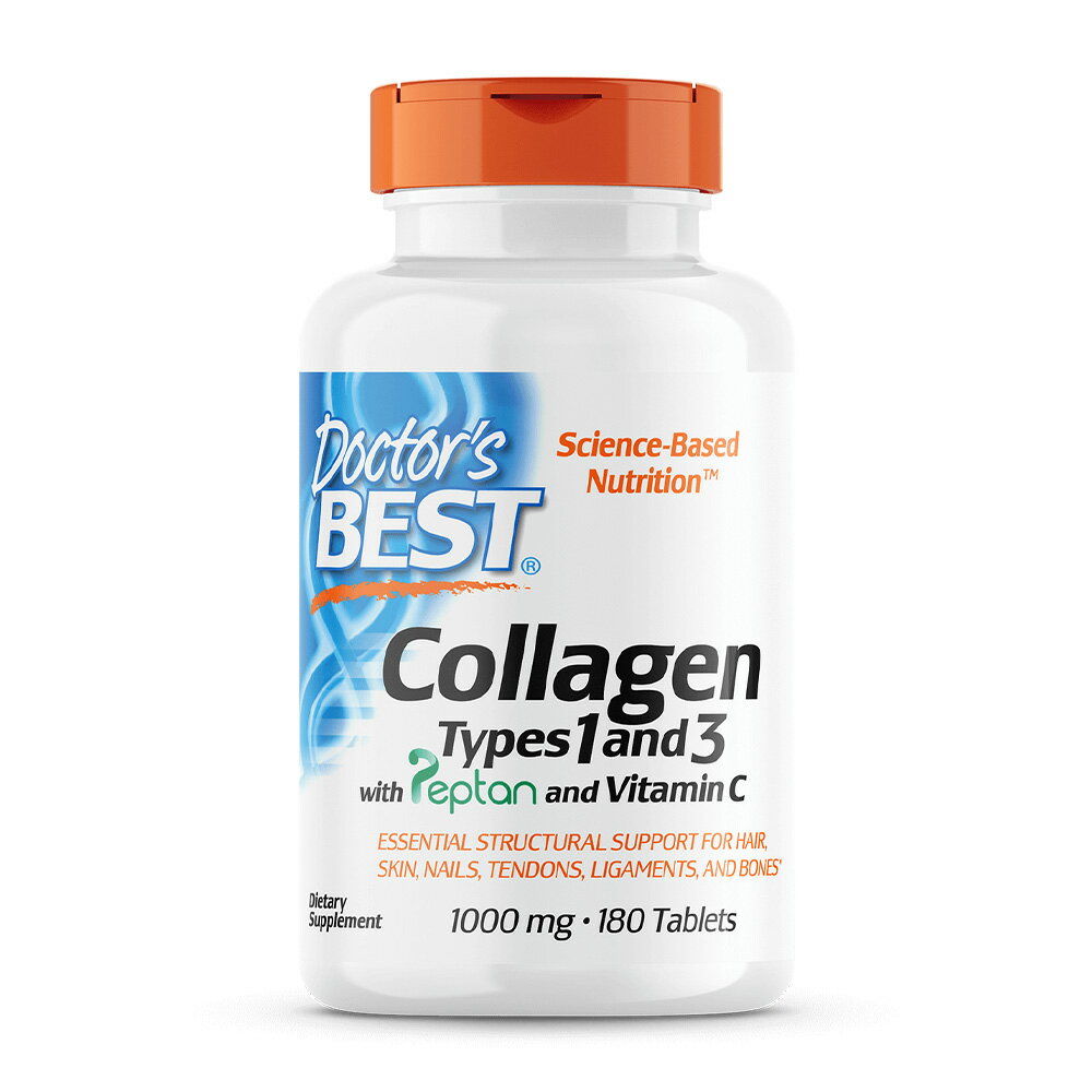 【送料無料】 コラーゲン タイプ1＆3 180粒 タブレット ドクターズベスト ビタミンC配合【Doctor's Best】Collagen Types 1 and 3 with Peptan and Vitamin C 1000 mg, 180 Tablets