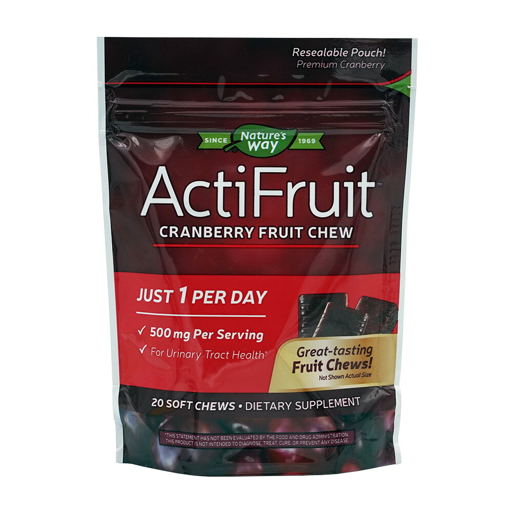  クランベリー フルーツ 500mg 20個 ソフトチュー ネイチャーズウェイ チュアブルActiFruit Cranberry Fruit Chew 500 mg, 20 Soft Chews