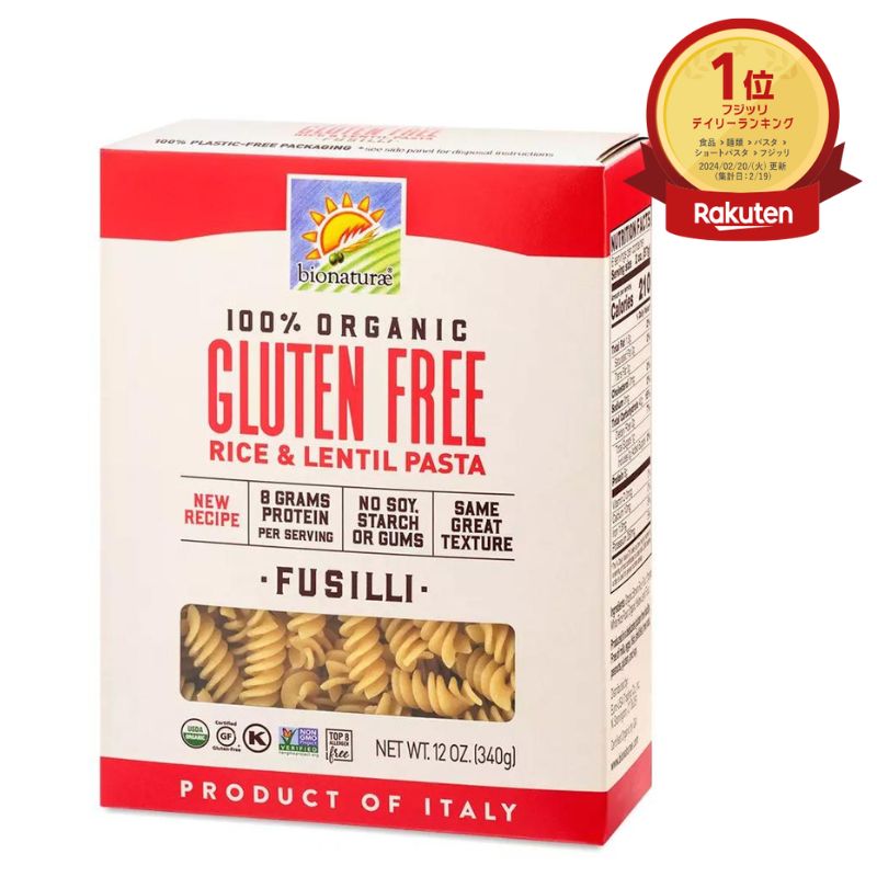 yVLO1ʓ܁ 100I[KjbN Oet[ CXY pX^ tWb 340g oCIi`G  NyBionaturaez100% Organic Gluten Free Rice & Lentil Pasta, Fusilli 12 oz