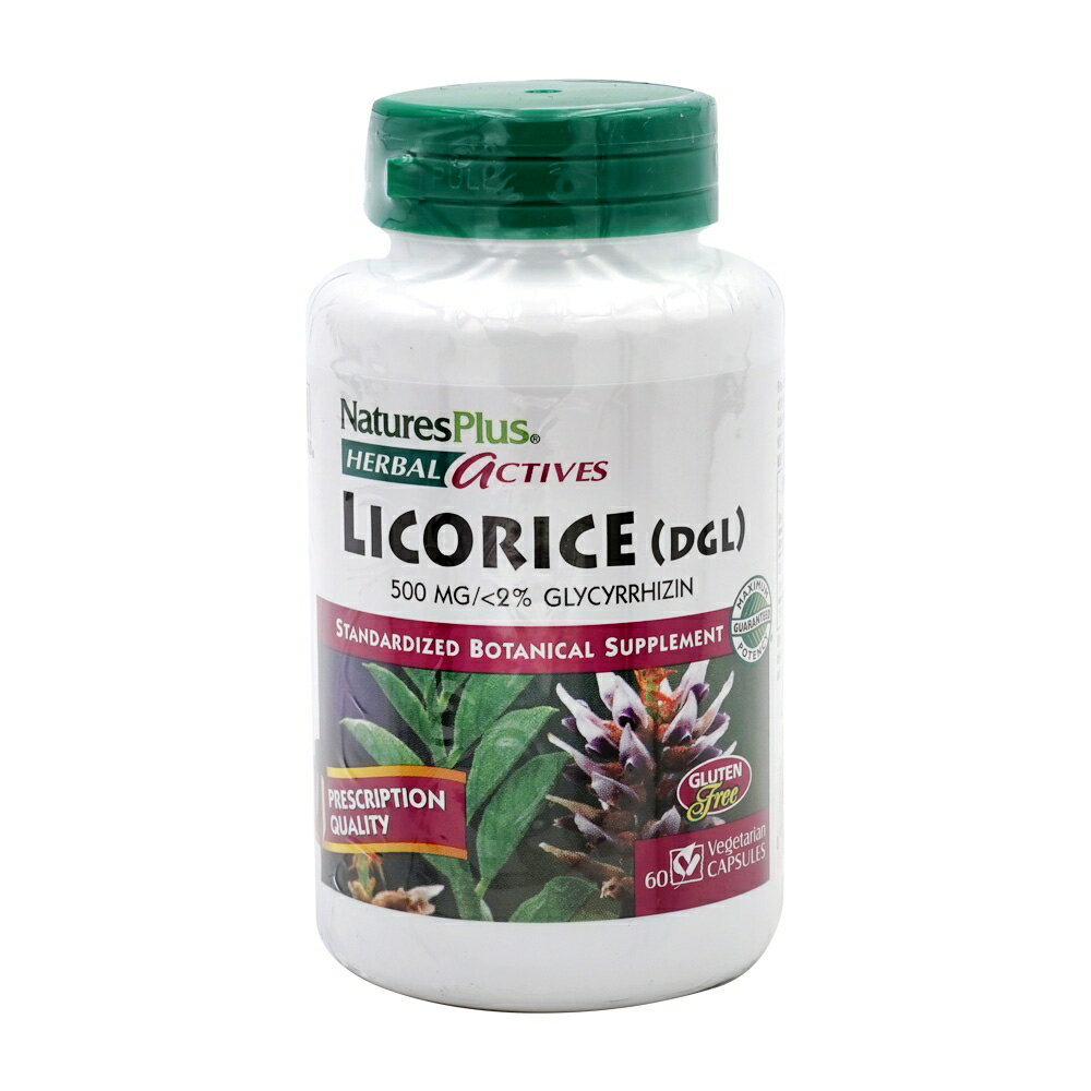 【送料無料】 ハーブアクティブ リコリスDGL 500mg 60粒 カプセル ネイチャーズプラス ハーブ 甘草【Natures Plus】Herbal Actives Licorice (DGL) 500 mg, 60 Veggie Capsules